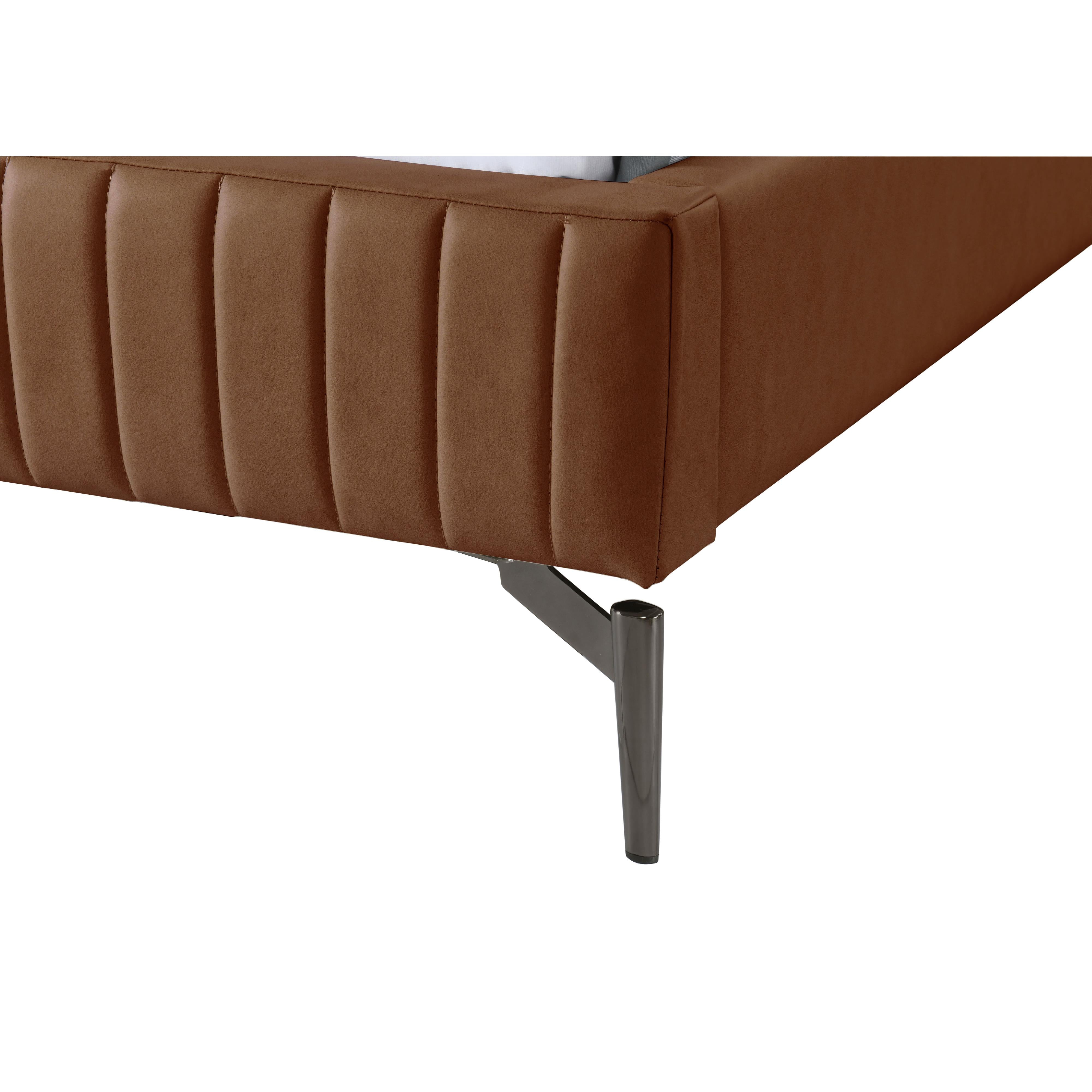 Meridian Gallo Cognac Vegan Leather Queen Bed