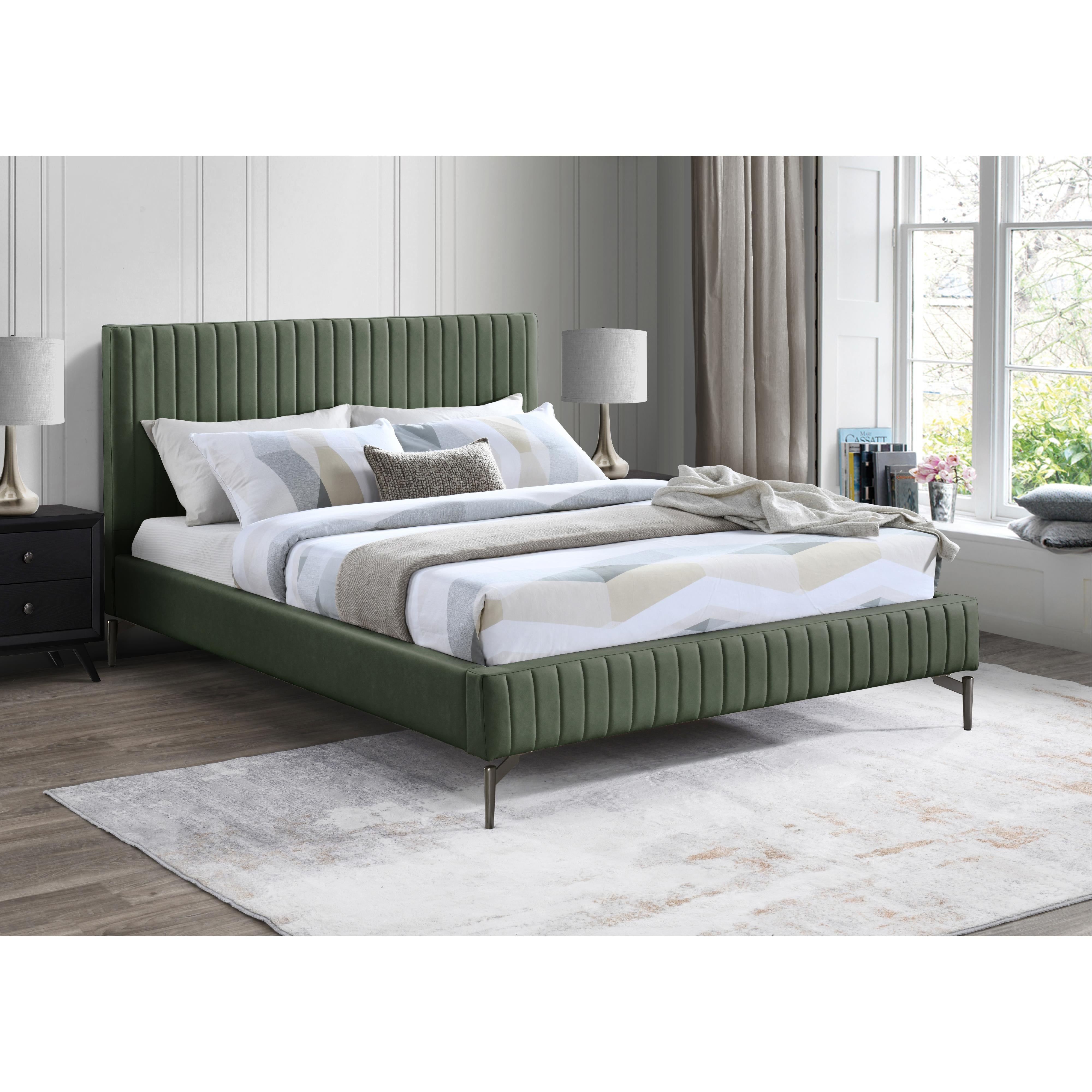 Meridian Gallo Green Vegan Leather King Bed