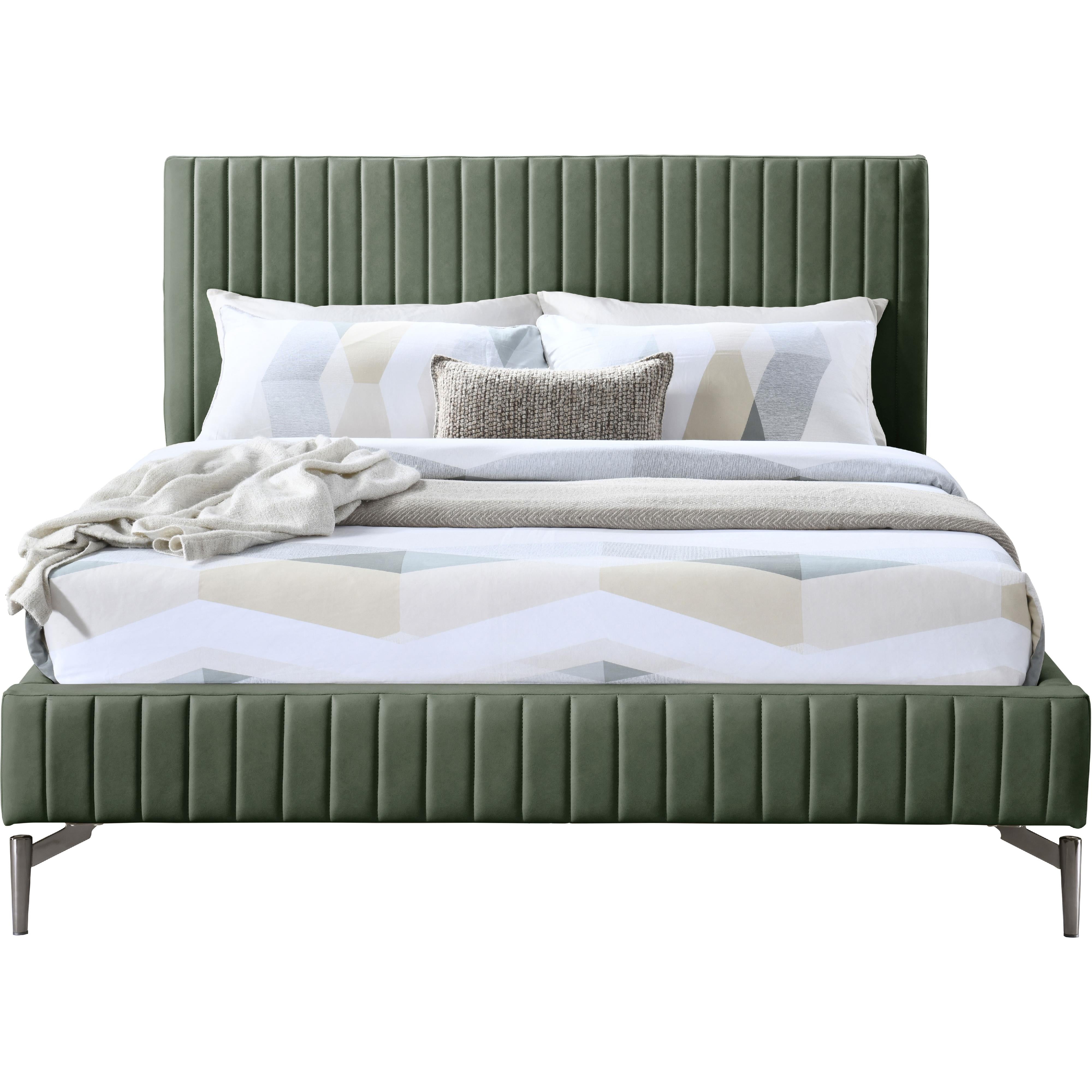 Meridian Gallo Green Vegan Leather King Bed