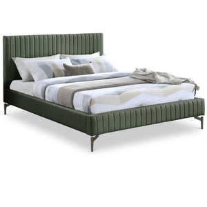 Meridian Gallo Green Vegan Leather Queen Bed