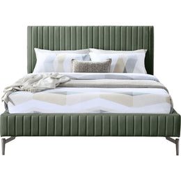 Meridian Gallo Green Vegan Leather Queen Bed