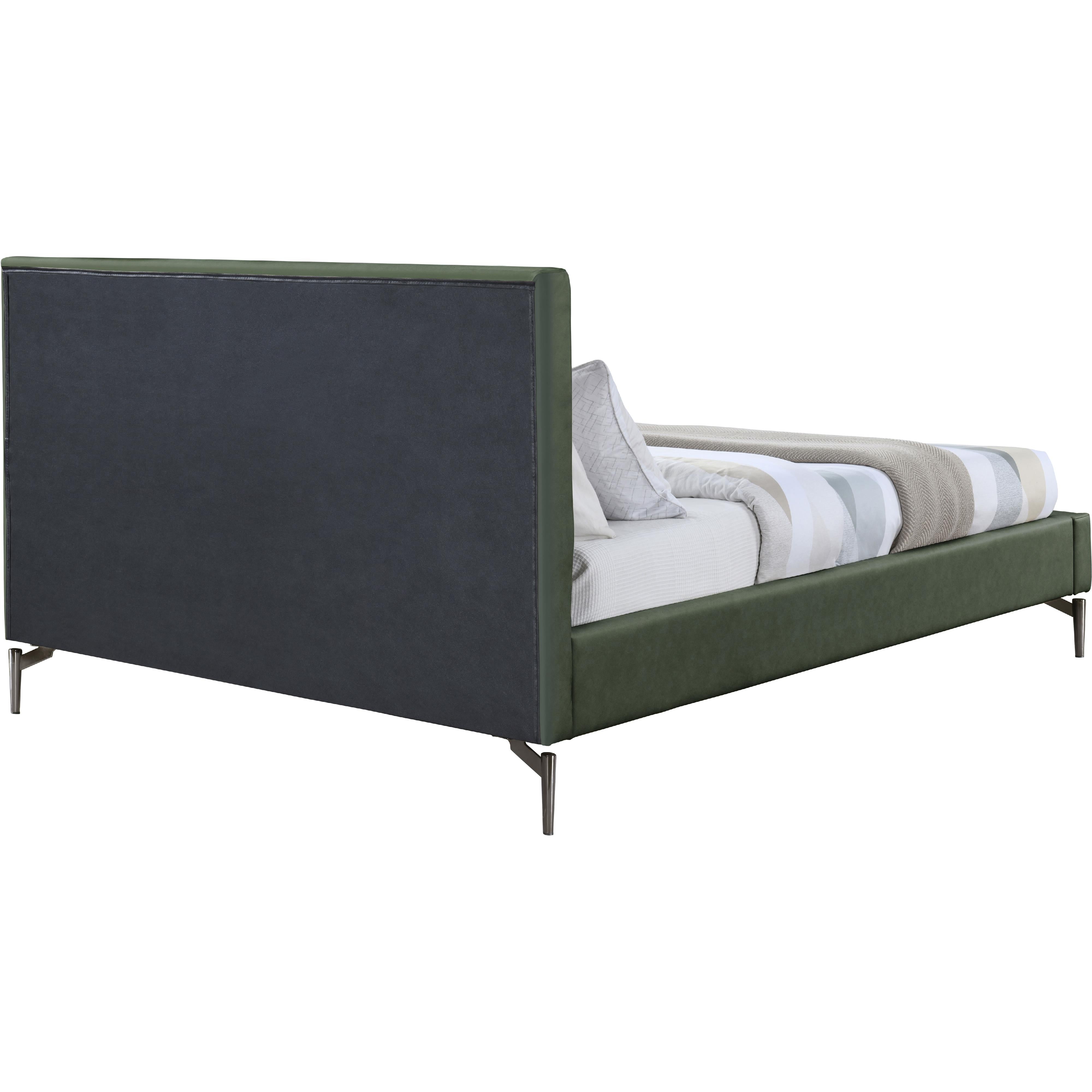 Meridian Gallo Green Vegan Leather Queen Bed
