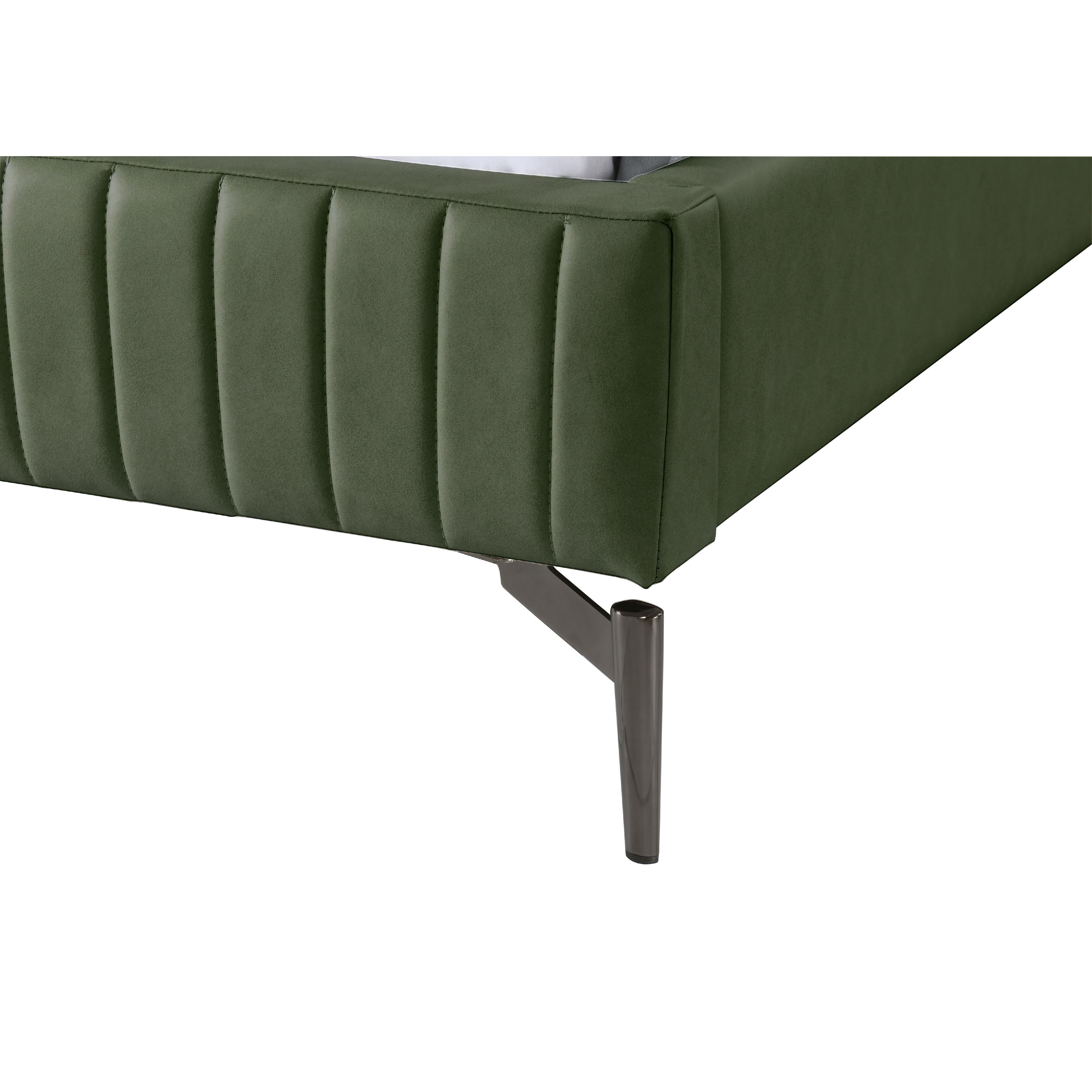 Meridian Gallo Green Vegan Leather Queen Bed