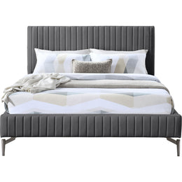 Meridian Gallo Dark Grey Vegan Leather King Bed