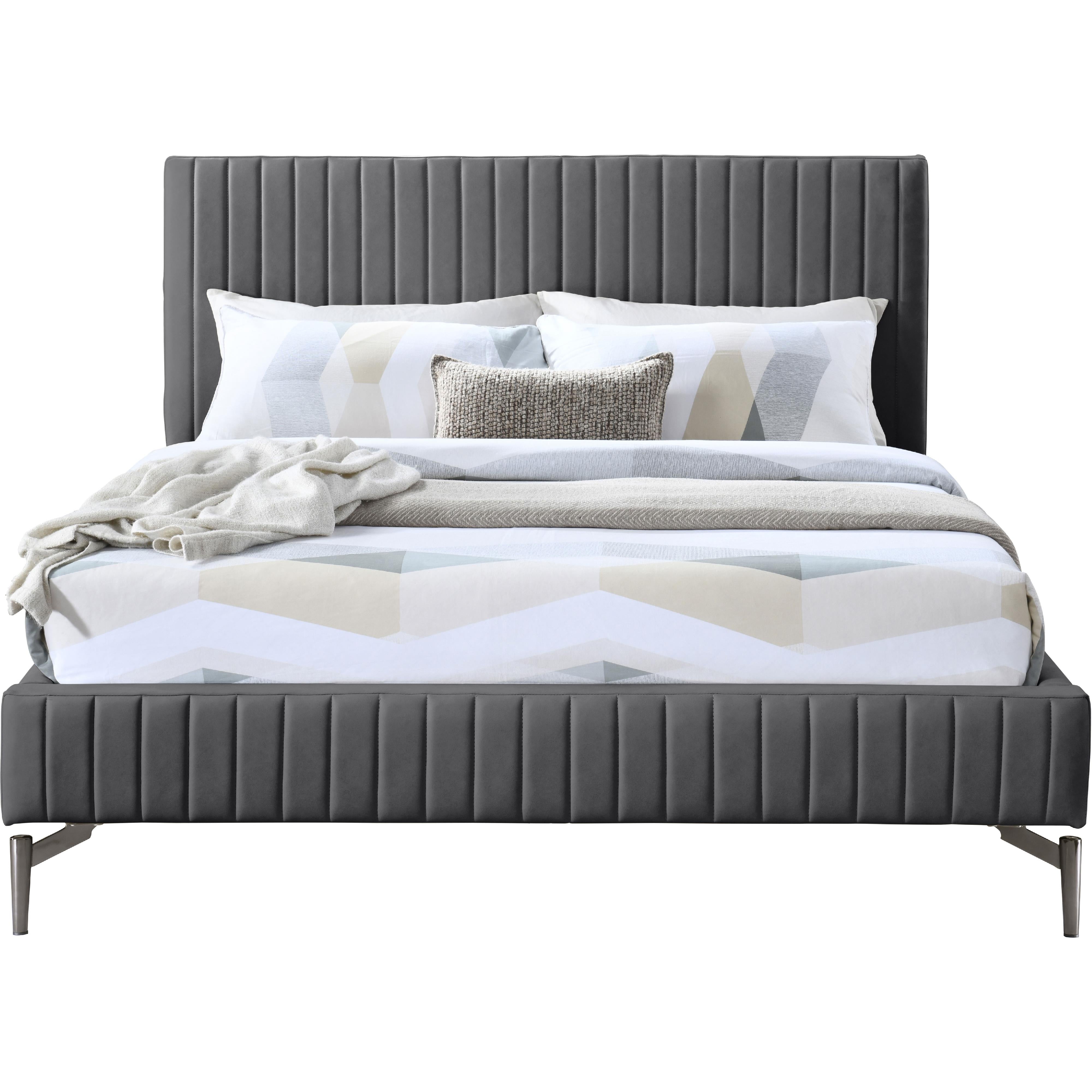 Meridian Gallo Dark Grey Vegan Leather King Bed