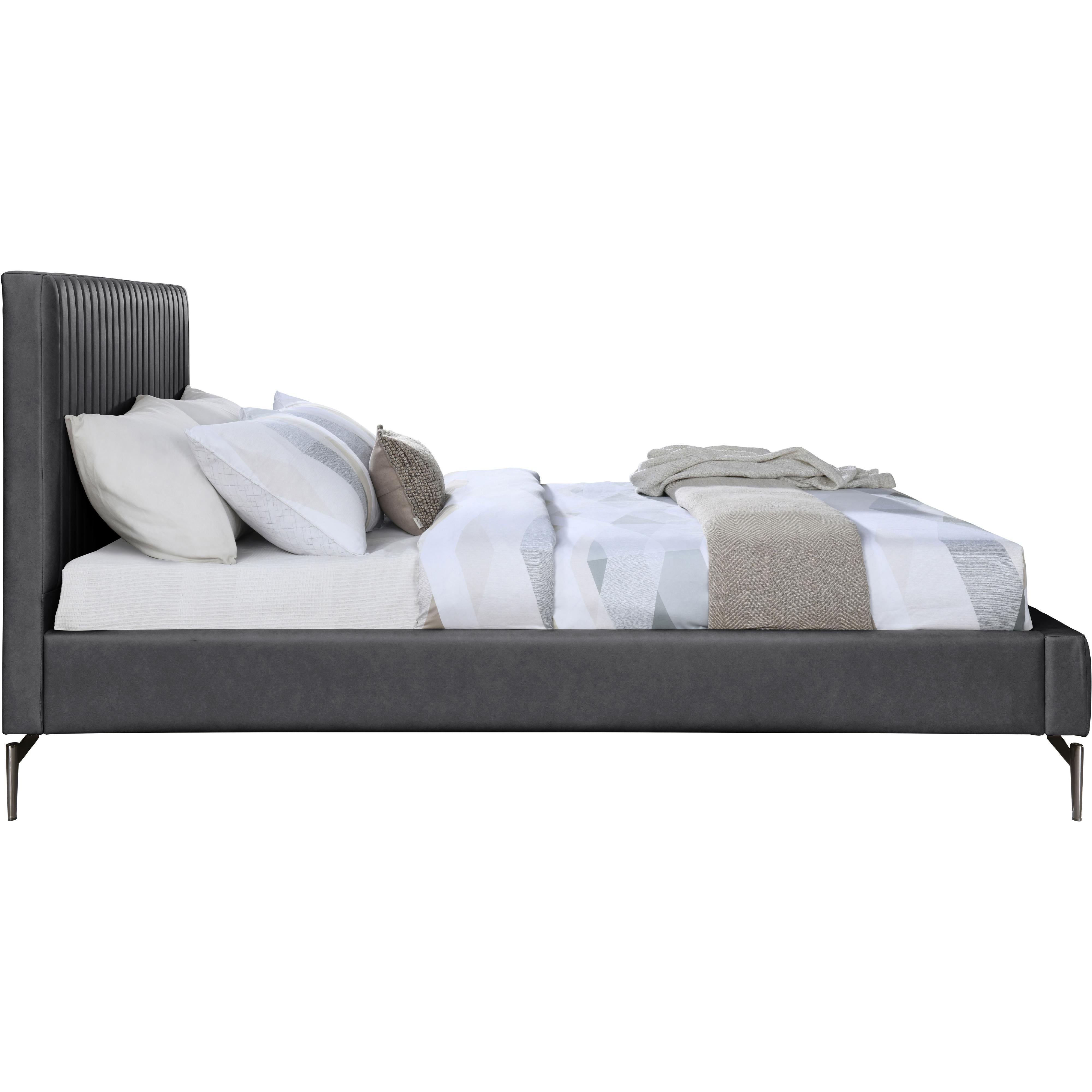 Meridian Gallo Dark Grey Vegan Leather King Bed