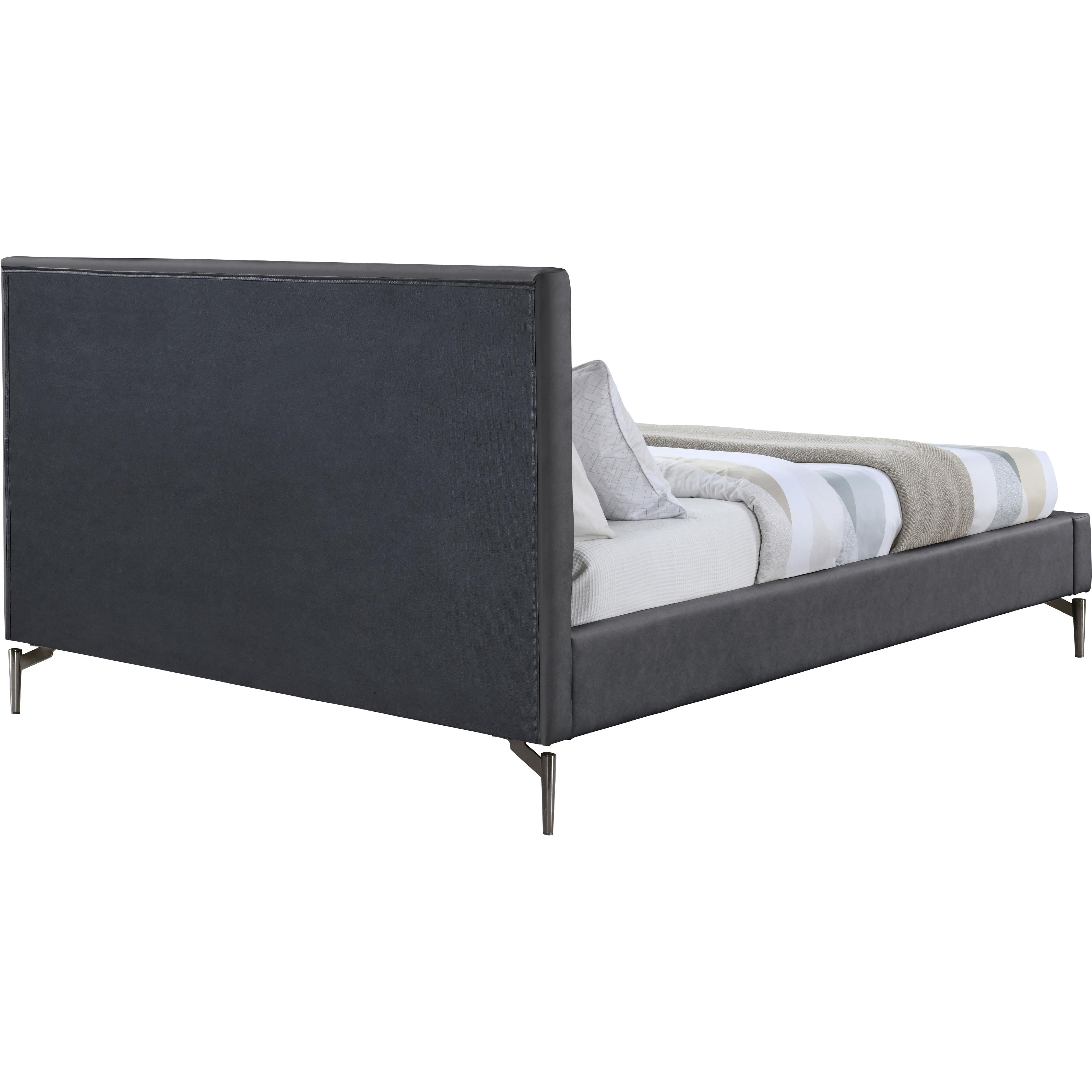 Meridian Gallo Dark Grey Vegan Leather King Bed