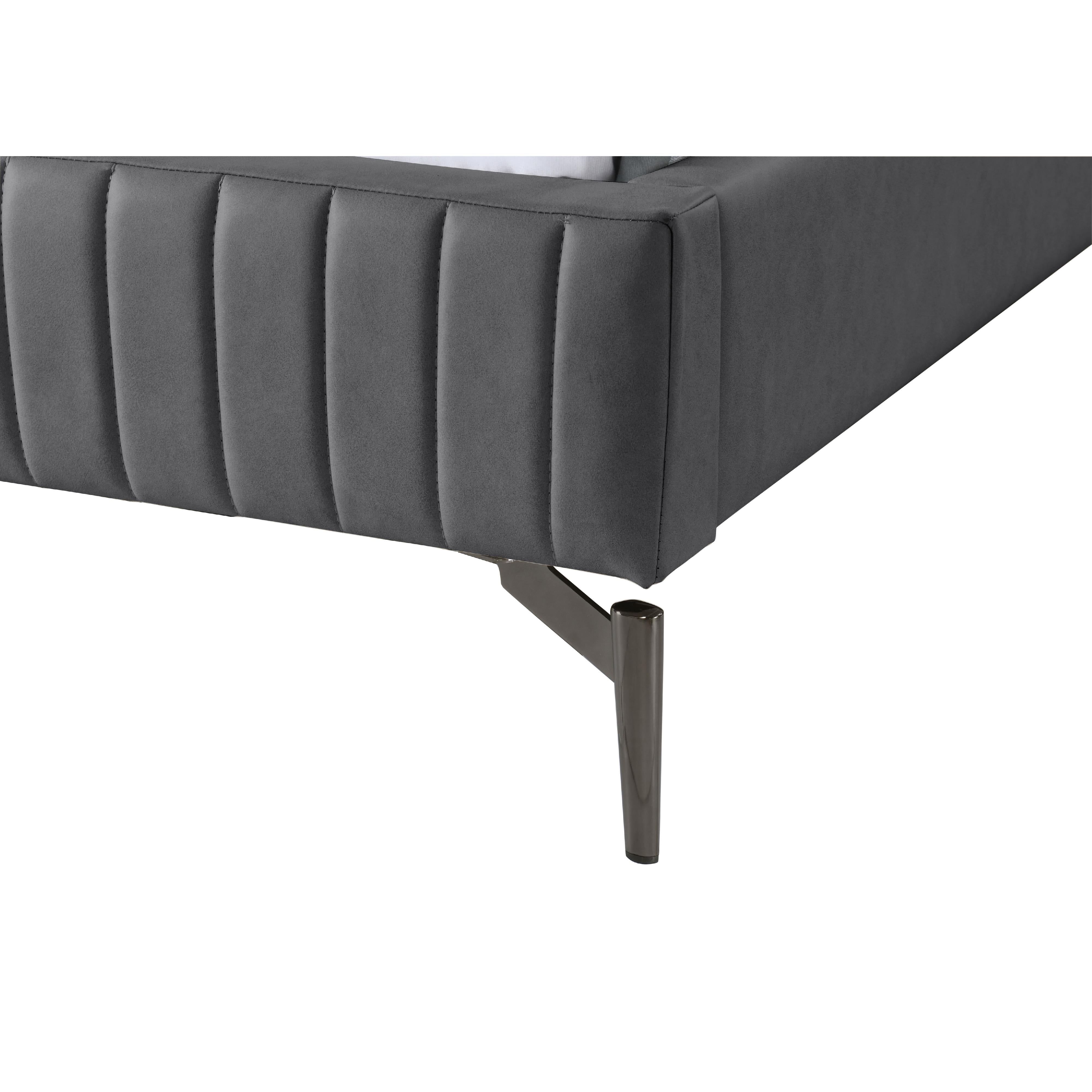 Meridian Gallo Dark Grey Vegan Leather King Bed