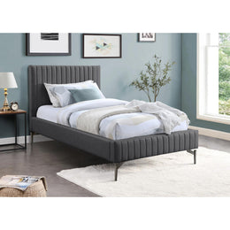 Meridian Gallo Dark Grey Vegan Leather Twin Bed