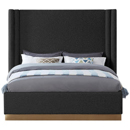 Meridian Halton Black Boucle Fabric King Bed (3 Boxes)