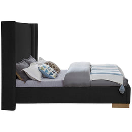 Meridian Halton Black Boucle Fabric Queen Bed (3 Boxes)