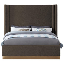 Meridian Halton Brown Boucle Fabric Queen Bed (3 Boxes)