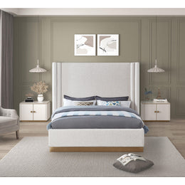 Meridian Halton Cream Boucle Fabric Queen Bed (3 Boxes)