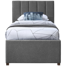 Meridian Harper Grey Linen Textured Fabric Twin Trundle Bed