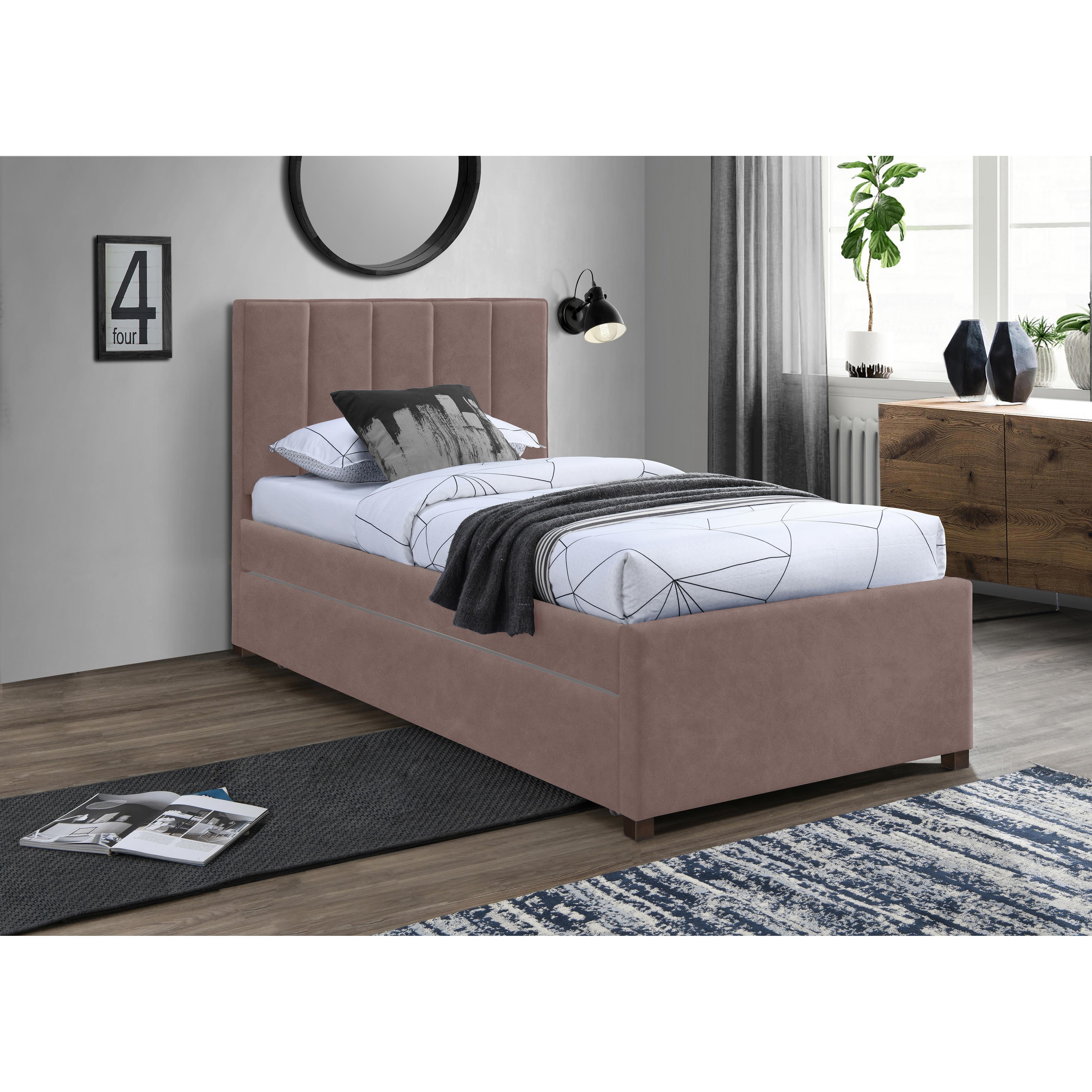 Meridian Hudson Brown Vegan Leather Twin Trundle Bed