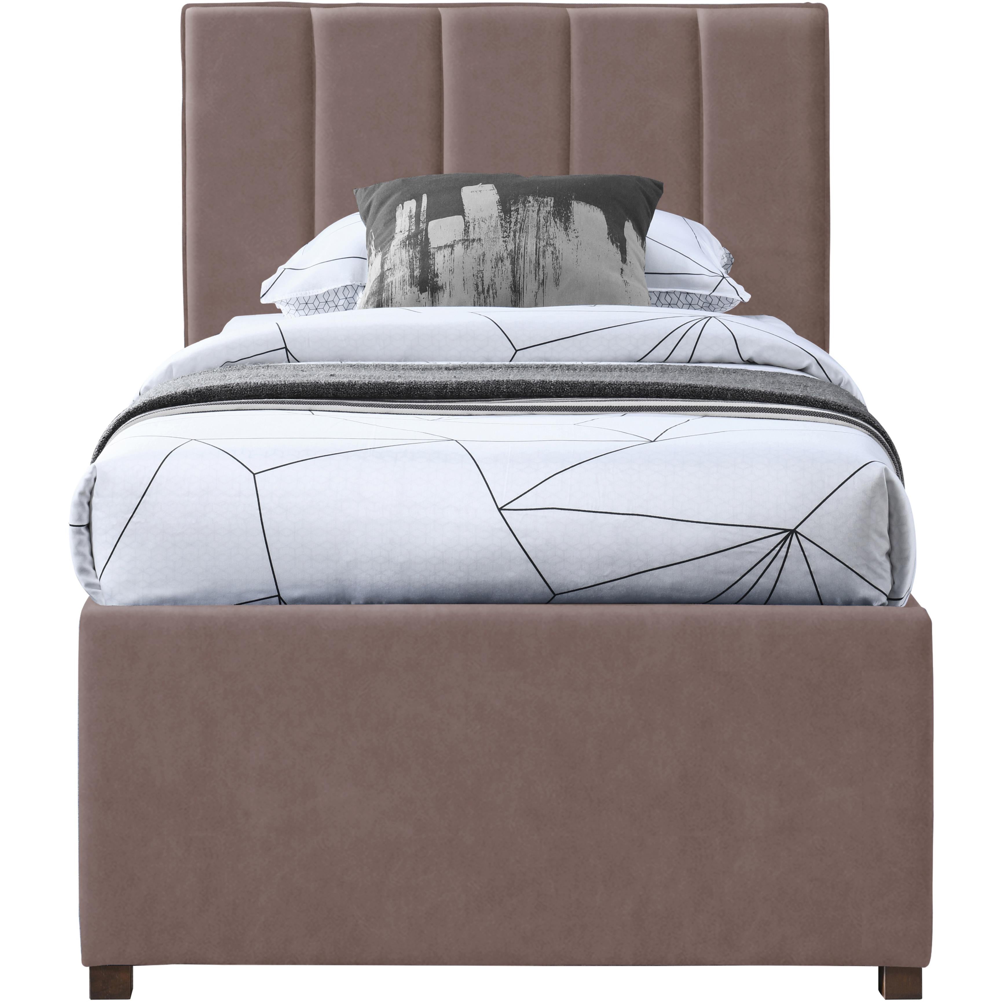 Meridian Hudson Brown Vegan Leather Twin Trundle Bed