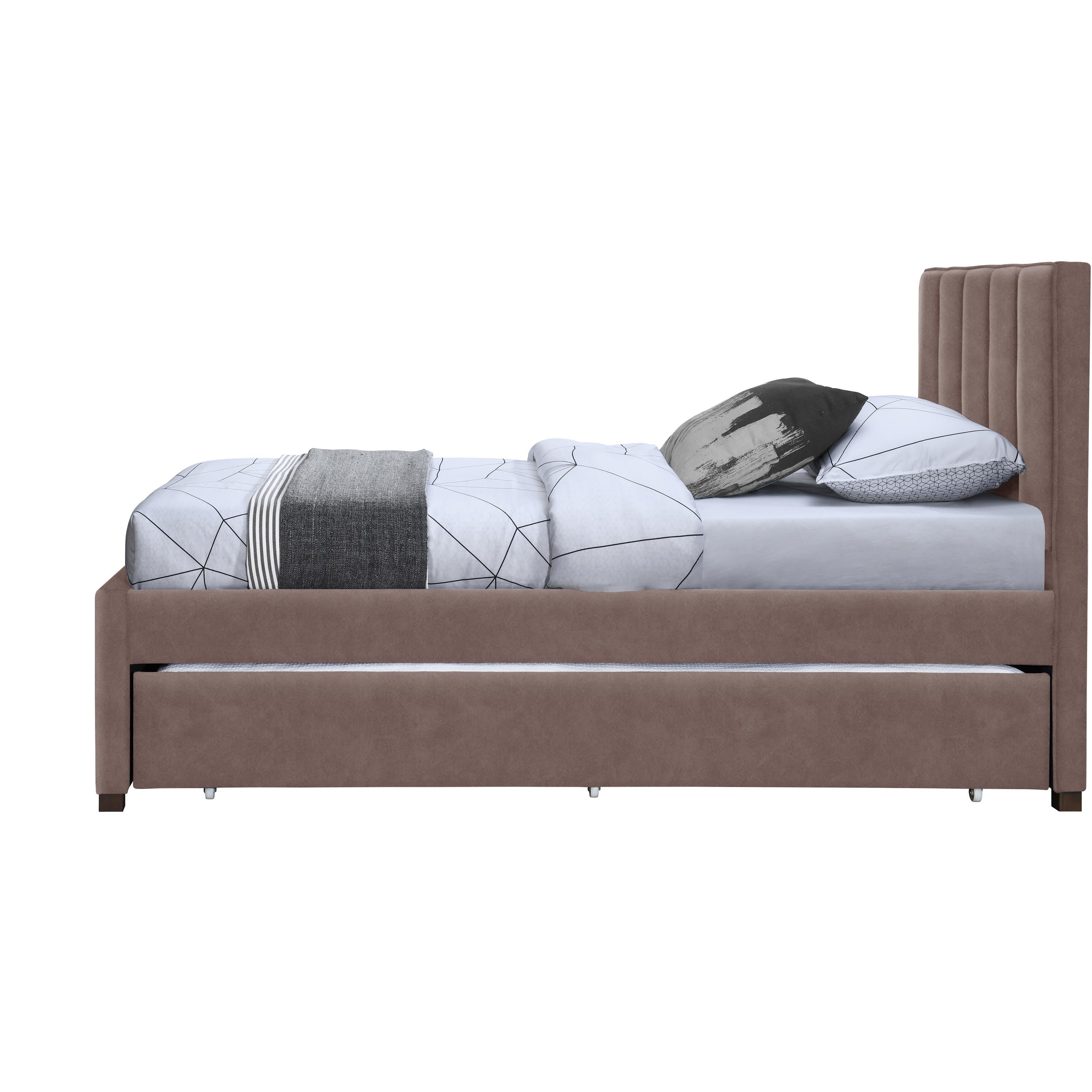 Meridian Hudson Brown Vegan Leather Twin Trundle Bed