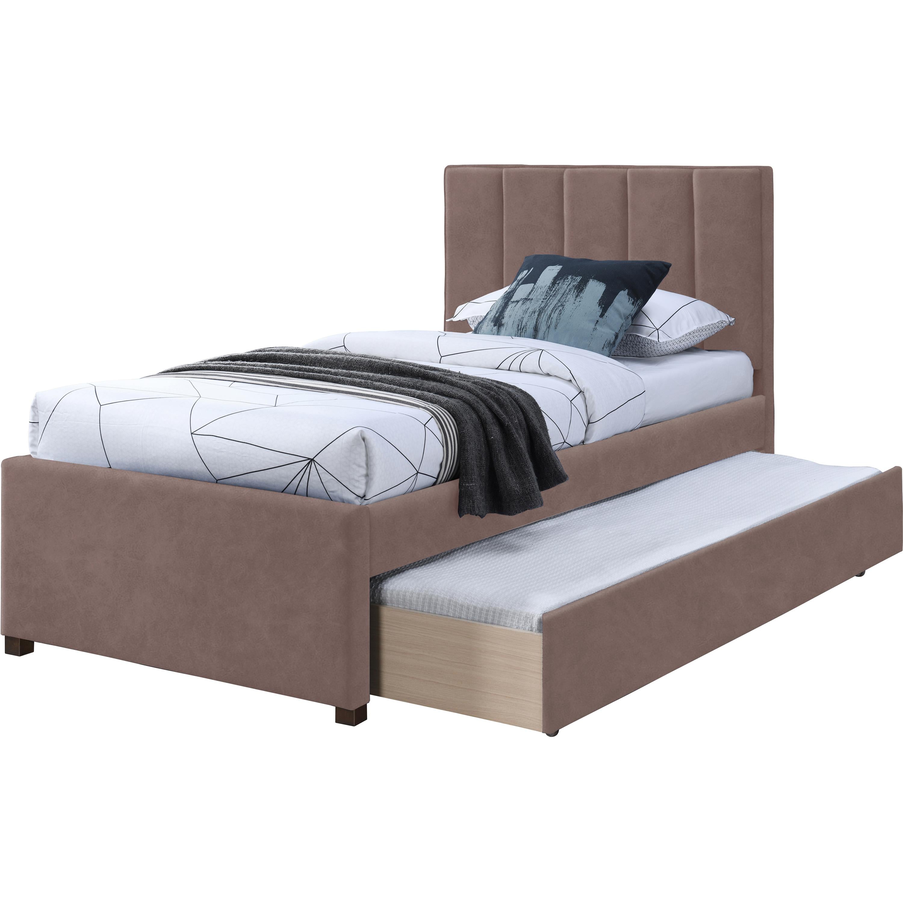 Meridian Hudson Brown Vegan Leather Twin Trundle Bed