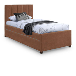 Meridian Hudson Cognac Vegan Leather Twin Trundle Bed