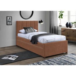 Meridian Hudson Cognac Vegan Leather Twin Trundle Bed