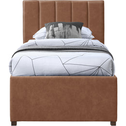 Meridian Hudson Cognac Vegan Leather Twin Trundle Bed