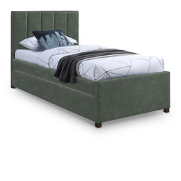 Meridian Hudson Green Vegan Leather Twin Trundle Bed