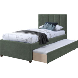 Meridian Hudson Green Vegan Leather Twin Trundle Bed