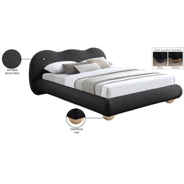 Meridian Hyde Black Boucle Fabric Queen Bed (3 Boxes)