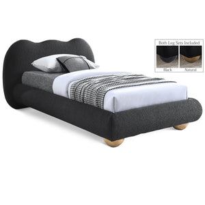 Meridian Hyde Black Boucle Fabric Twin Bed (3 Boxes)