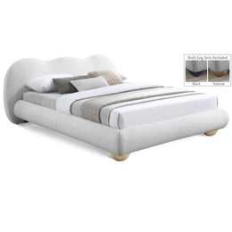 Meridian Hyde Cream Boucle Fabric Full Bed (3 Boxes)
