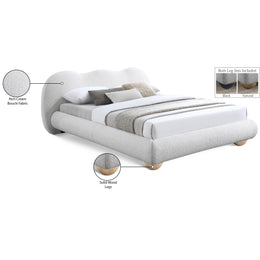 Meridian Hyde Cream Boucle Fabric Full Bed (3 Boxes)