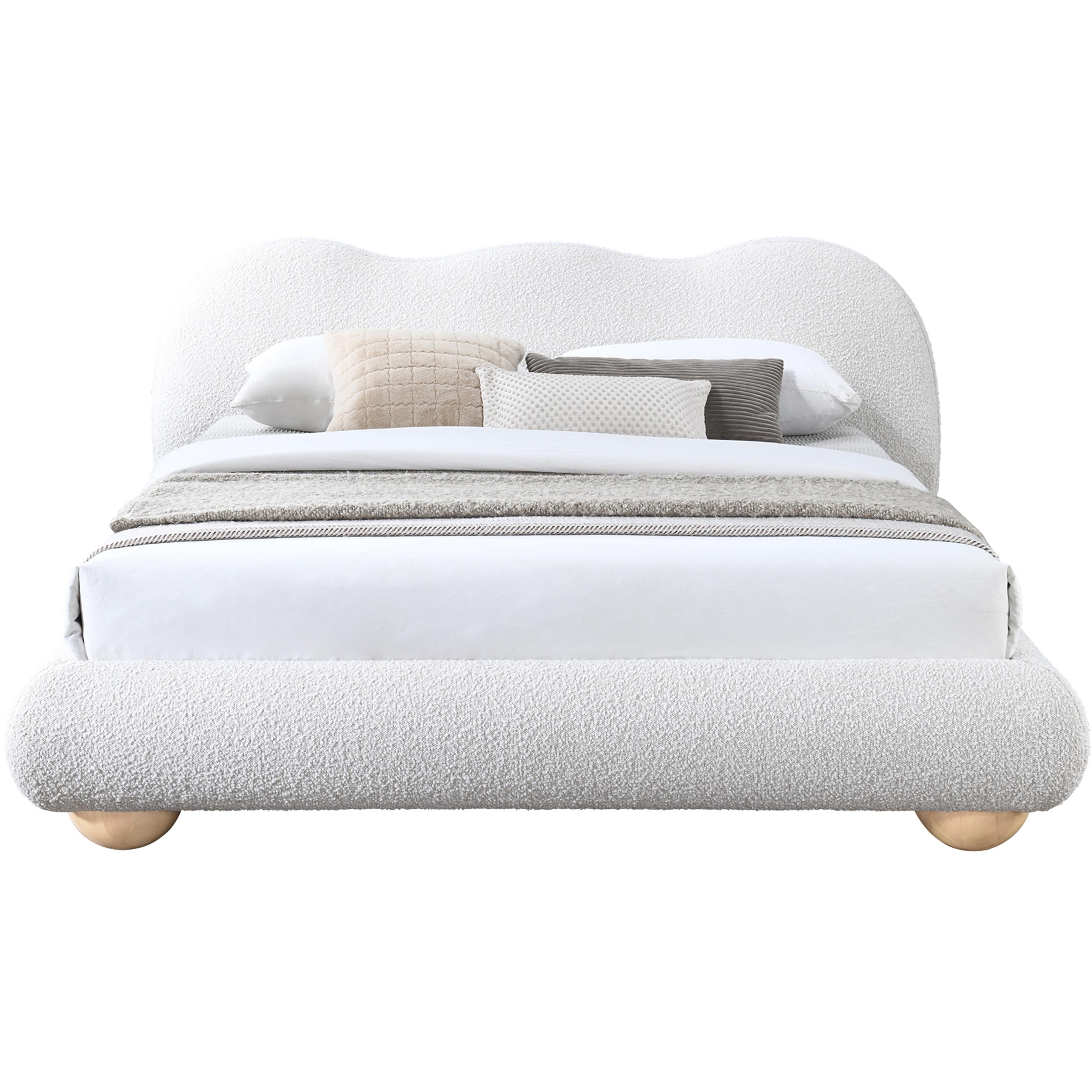 Meridian Hyde Cream Boucle Fabric Full Bed (3 Boxes)