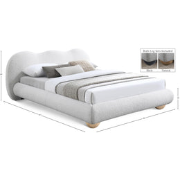 Meridian Hyde Cream Boucle Fabric King Bed (3 Boxes)