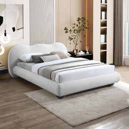 Meridian Hyde Cream Boucle Fabric King Bed (3 Boxes)