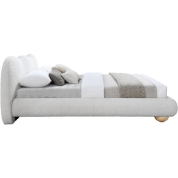 Meridian Hyde Cream Boucle Fabric Queen Bed (3 Boxes)