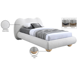 Meridian Hyde Cream Boucle Fabric Twin Bed (3 Boxes)