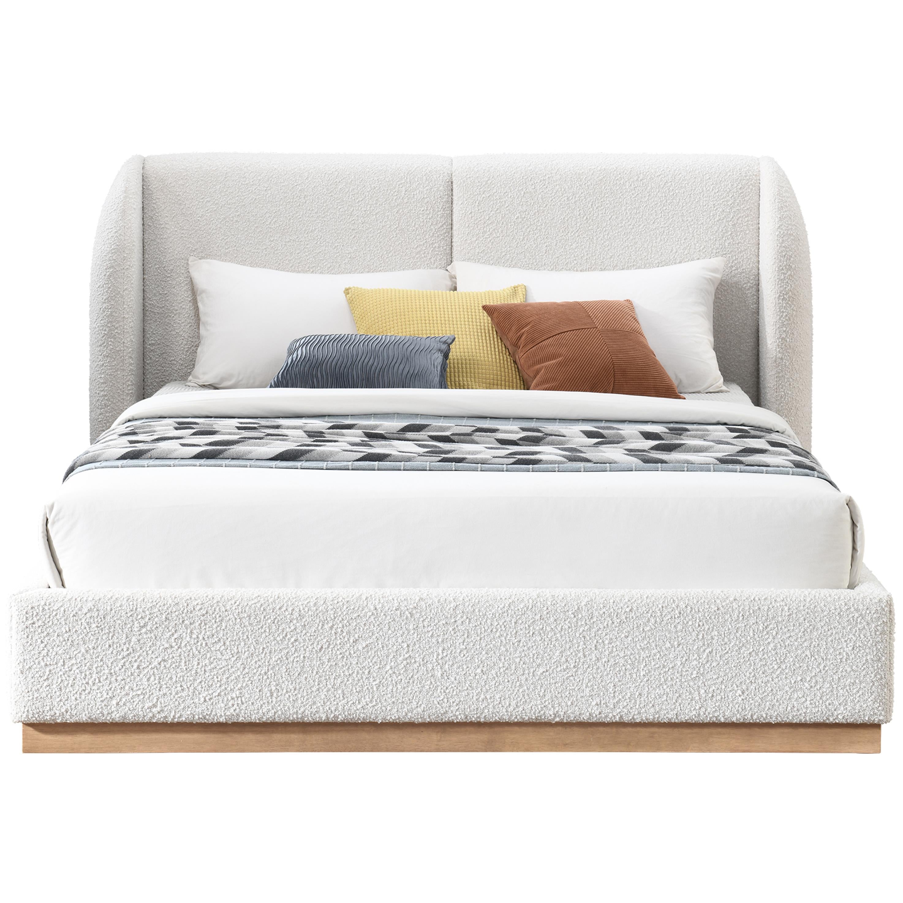 Meridian Jardin Cream Boucle Fabric Full Bed (3 Boxes)