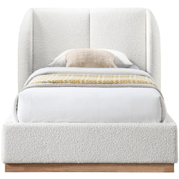 Meridian Jardin Cream Boucle Fabric Twin Bed (3 Boxes)