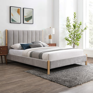 Meridian Kona Grey Polyester Fabric King Bed