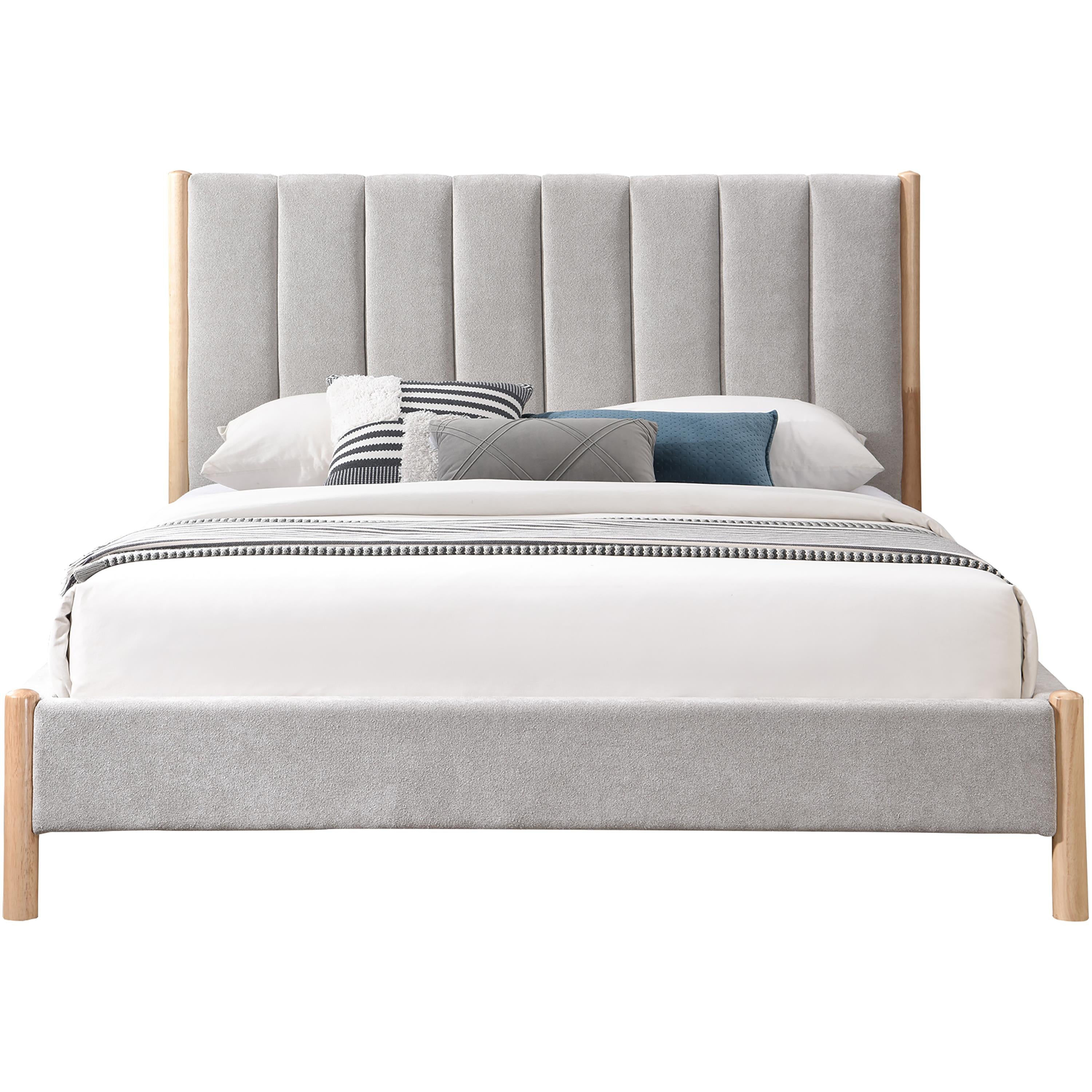 Meridian Kona Grey Polyester Fabric Queen Bed