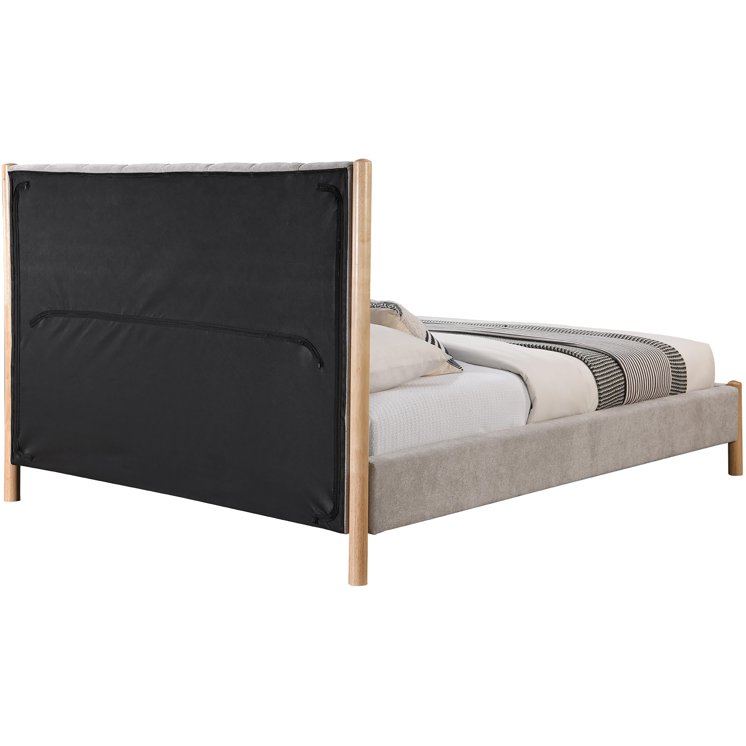 Meridian Kona Grey Polyester Fabric Queen Bed