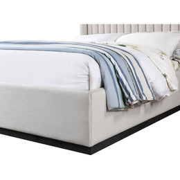 Meridian Logan Beige Linen Textured Fabric Full Bed