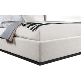Meridian Logan Beige Linen Textured Fabric King Bed