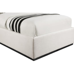 Meridian Logan Beige Linen Textured Fabric Twin Bed