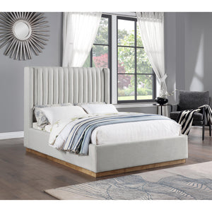 Meridian Logan Cream Linen Textured Fabric Full Bed