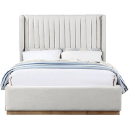 Meridian Logan Cream Linen Textured Fabric Full Bed