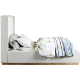 Meridian Logan Cream Linen Textured Fabric Full Bed