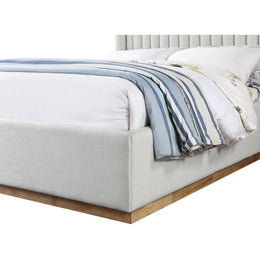Meridian Logan Cream Linen Textured Fabric Full Bed