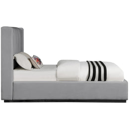 Meridian Logan Grey Linen Textured Fabric Twin Bed
