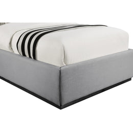 Meridian Logan Grey Linen Textured Fabric Twin Bed